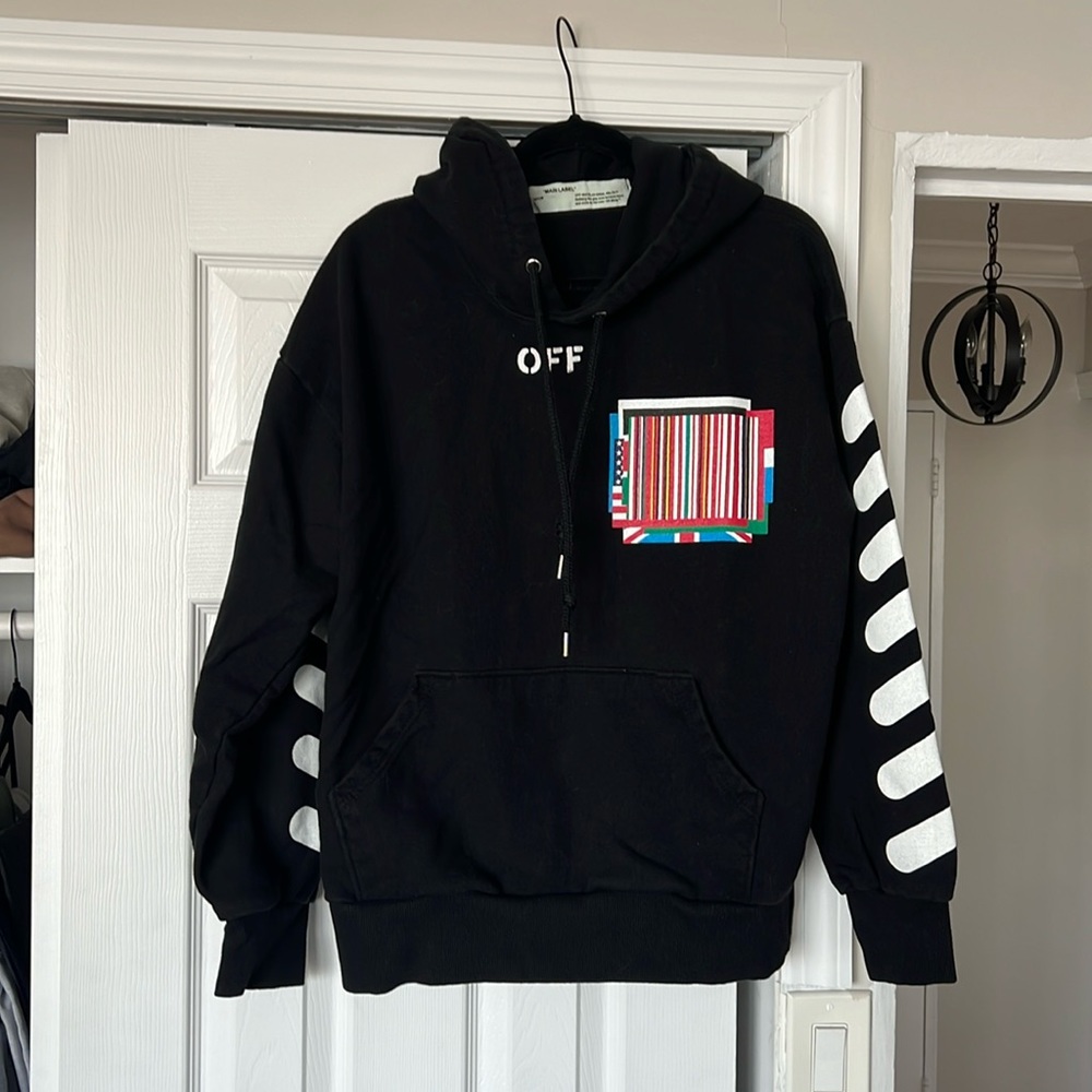 MENS OFF WHITE HOODIE BLACK